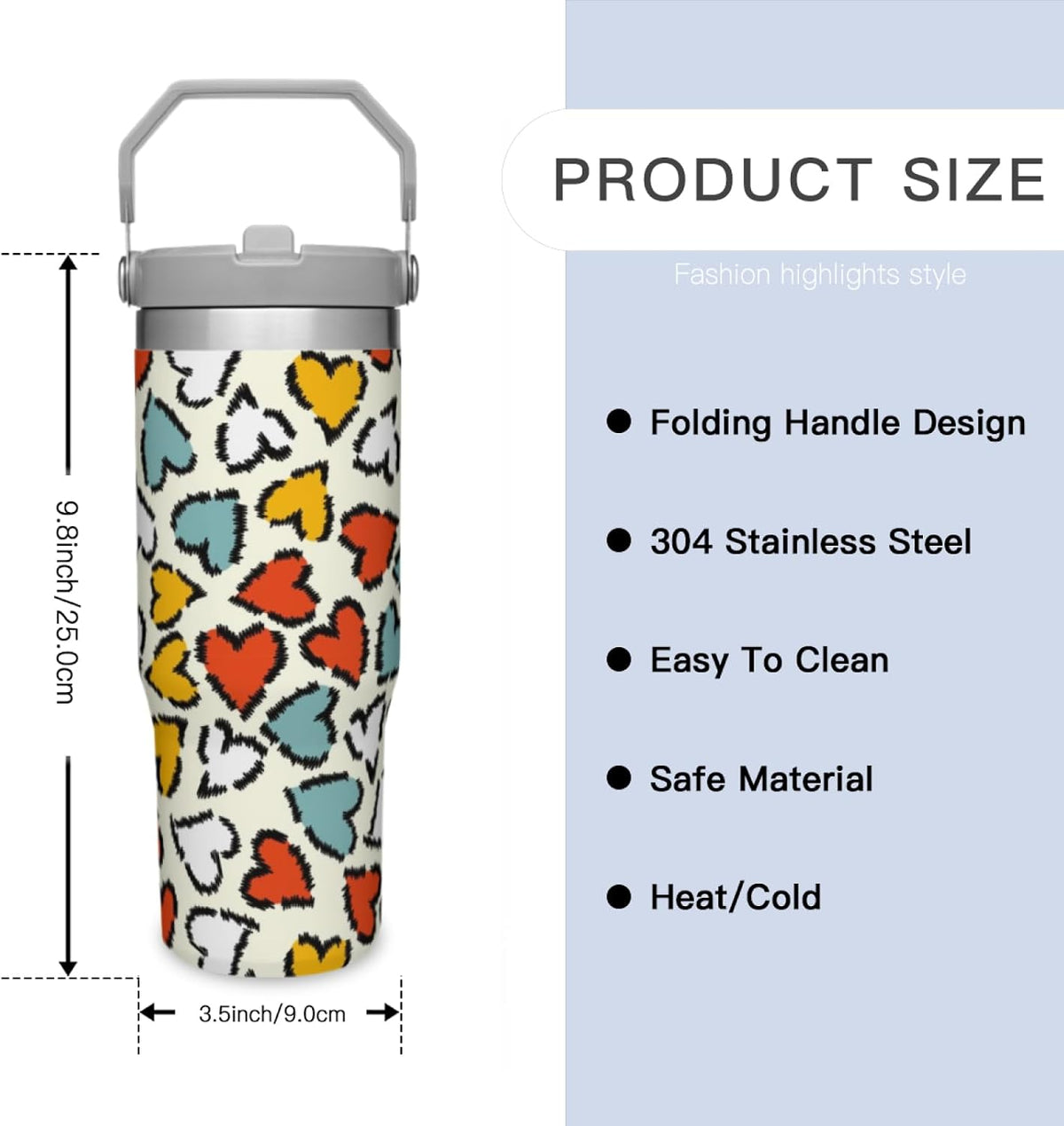 40 Oz Tumbler with Handle & Straw Lid - 304 Stainless Steel Insulated Coffee Mug, Cup Holder Friendly, Keeps Cold 9H Hot 3H for Travel Work Camping