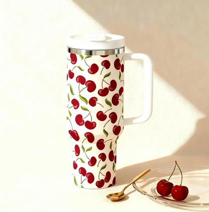 40 Oz Tumbler with Handle & Straw Lid - 304 Stainless Steel Insulated Coffee Mug, Cup Holder Friendly, Keeps Cold 9H Hot 3H for Travel Work Camping