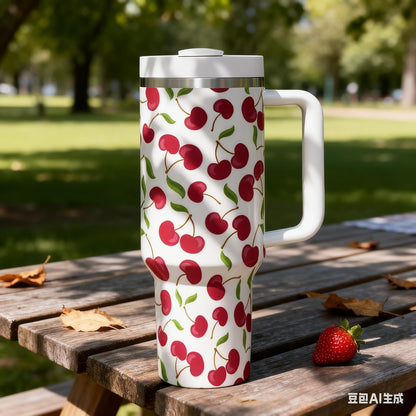40 Oz Tumbler with Handle & Straw Lid - 304 Stainless Steel Insulated Coffee Mug, Cup Holder Friendly, Keeps Cold 9H Hot 3H for Travel Work Camping