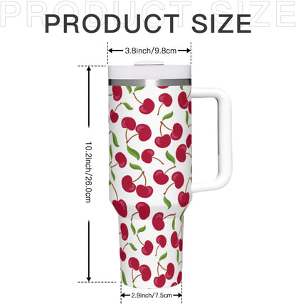 40 Oz Tumbler with Handle & Straw Lid - 304 Stainless Steel Insulated Coffee Mug, Cup Holder Friendly, Keeps Cold 9H Hot 3H for Travel Work Camping