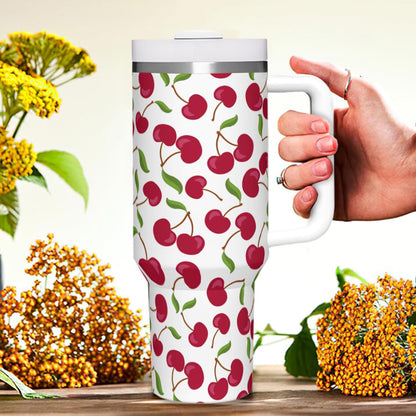 40 Oz Tumbler with Handle & Straw Lid - 304 Stainless Steel Insulated Coffee Mug, Cup Holder Friendly, Keeps Cold 9H Hot 3H for Travel Work Camping