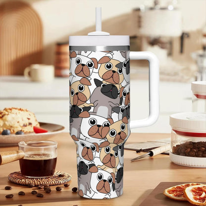 40 Oz Tumbler with Handle & Straw Lid - 304 Stainless Steel Insulated Coffee Mug, Cup Holder Friendly, Keeps Cold 9H Hot 3H for Travel Work Camping