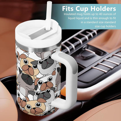 40 Oz Tumbler with Handle & Straw Lid - 304 Stainless Steel Insulated Coffee Mug, Cup Holder Friendly, Keeps Cold 9H Hot 3H for Travel Work Camping