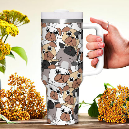40 Oz Tumbler with Handle & Straw Lid - 304 Stainless Steel Insulated Coffee Mug, Cup Holder Friendly, Keeps Cold 9H Hot 3H for Travel Work Camping