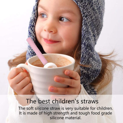 Silicone Straws Reusable - Odorless, 12 Standard Drinking Straws, 4 Carry Pouch, 2 Cleaning Brushes, Certificated Food Grade Platinum Silicone - 8 1/2" Long