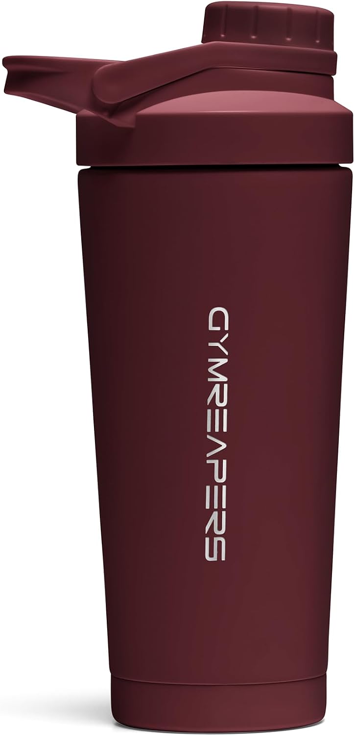 Stainless Steel Protein Shaker Bottle - Double Wall Insulated, Leak Proof, BPA-Free Metal Vacuum Blender Cup For Gym, Sports, Pre & Post-Workout Cold Hydration - 26 OZ (Black)