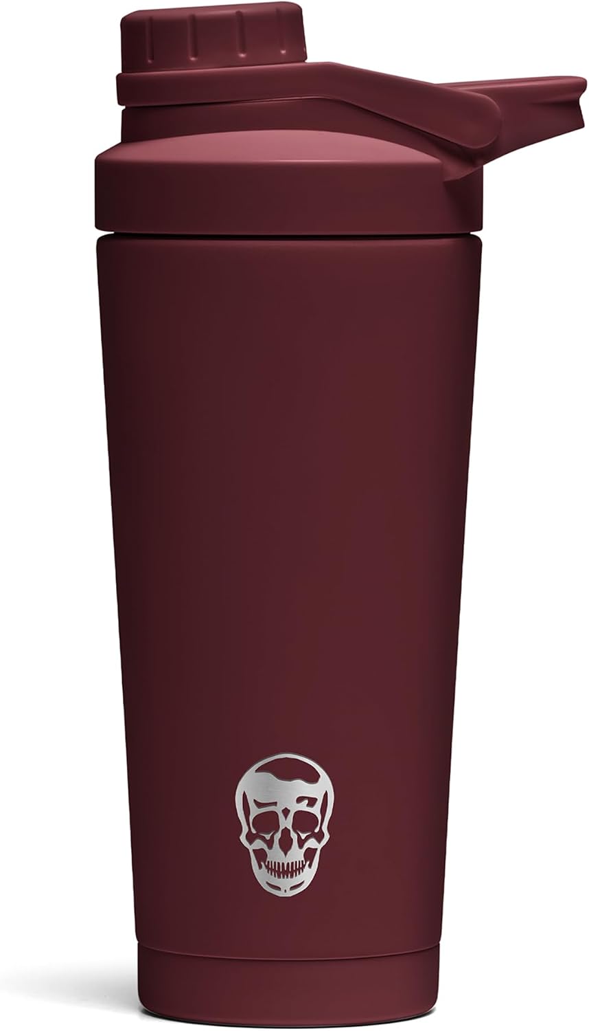 Stainless Steel Protein Shaker Bottle - Double Wall Insulated, Leak Proof, BPA-Free Metal Vacuum Blender Cup For Gym, Sports, Pre & Post-Workout Cold Hydration - 26 OZ (Black)