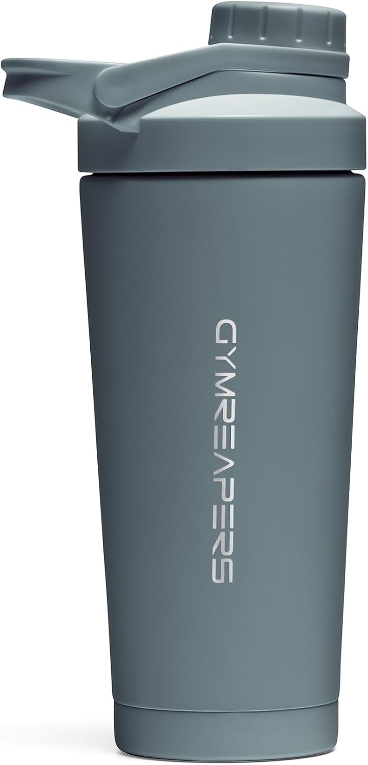 Stainless Steel Protein Shaker Bottle - Double Wall Insulated, Leak Proof, BPA-Free Metal Vacuum Blender Cup For Gym, Sports, Pre & Post-Workout Cold Hydration - 26 OZ (Black)