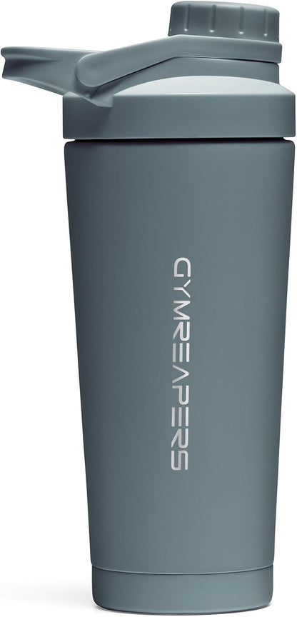 Stainless Steel Protein Shaker Bottle - Double Wall Insulated, Leak Proof, BPA-Free Metal Vacuum Blender Cup For Gym, Sports, Pre & Post-Workout Cold Hydration - 26 OZ (Black)