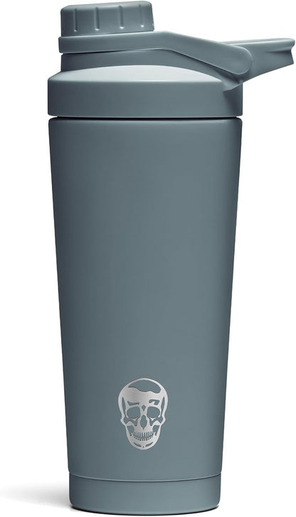 Stainless Steel Protein Shaker Bottle - Double Wall Insulated, Leak Proof, BPA-Free Metal Vacuum Blender Cup For Gym, Sports, Pre & Post-Workout Cold Hydration - 26 OZ (Black)