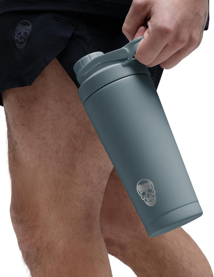 Stainless Steel Protein Shaker Bottle - Double Wall Insulated, Leak Proof, BPA-Free Metal Vacuum Blender Cup For Gym, Sports, Pre & Post-Workout Cold Hydration - 26 OZ (Black)
