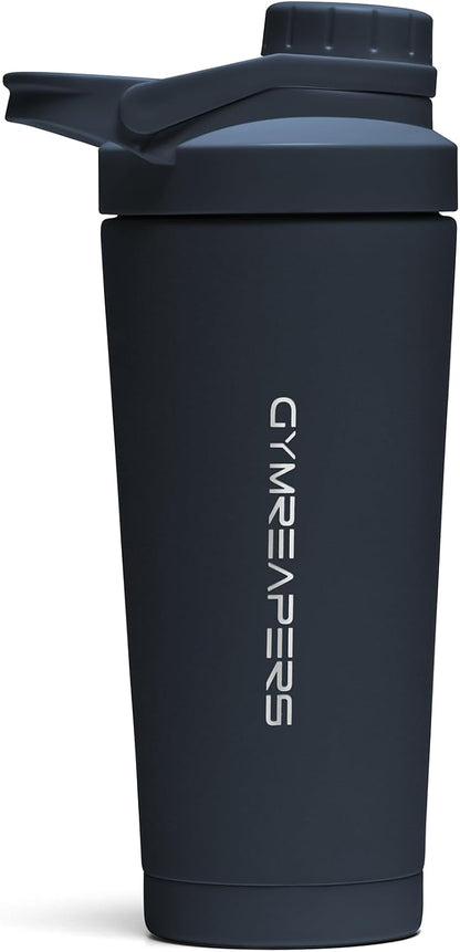 Stainless Steel Protein Shaker Bottle - Double Wall Insulated, Leak Proof, BPA-Free Metal Vacuum Blender Cup For Gym, Sports, Pre & Post-Workout Cold Hydration - 26 OZ (Black)