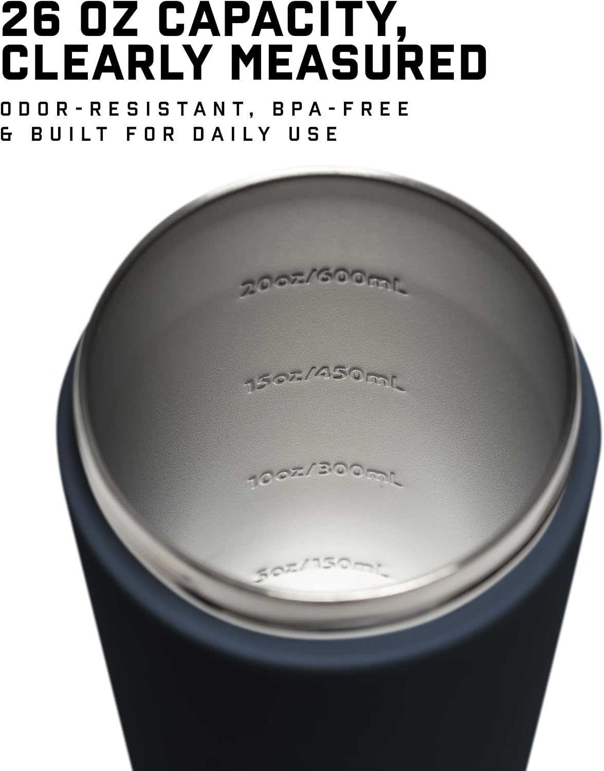 Stainless Steel Protein Shaker Bottle - Double Wall Insulated, Leak Proof, BPA-Free Metal Vacuum Blender Cup For Gym, Sports, Pre & Post-Workout Cold Hydration - 26 OZ (Black)