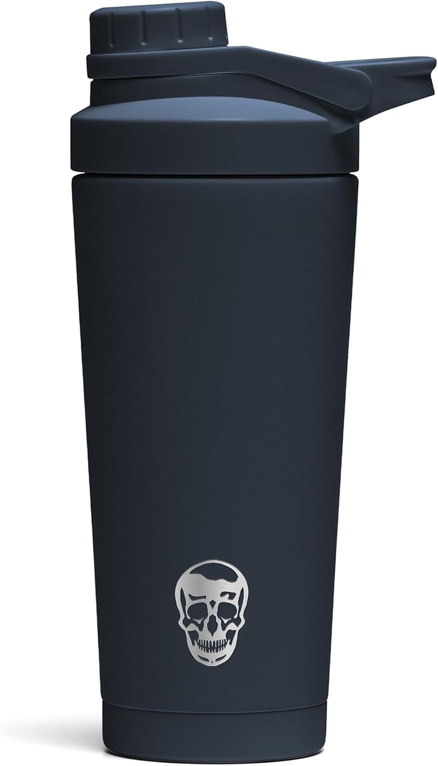Stainless Steel Protein Shaker Bottle - Double Wall Insulated, Leak Proof, BPA-Free Metal Vacuum Blender Cup For Gym, Sports, Pre & Post-Workout Cold Hydration - 26 OZ (Black)