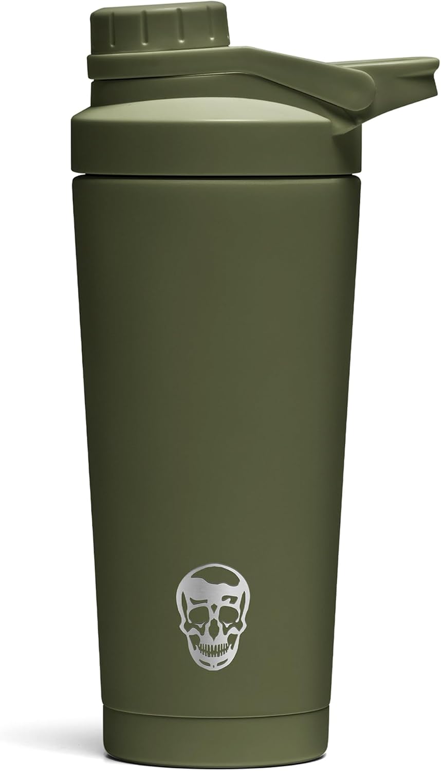 Stainless Steel Protein Shaker Bottle - Double Wall Insulated, Leak Proof, BPA-Free Metal Vacuum Blender Cup For Gym, Sports, Pre & Post-Workout Cold Hydration - 26 OZ (Black)