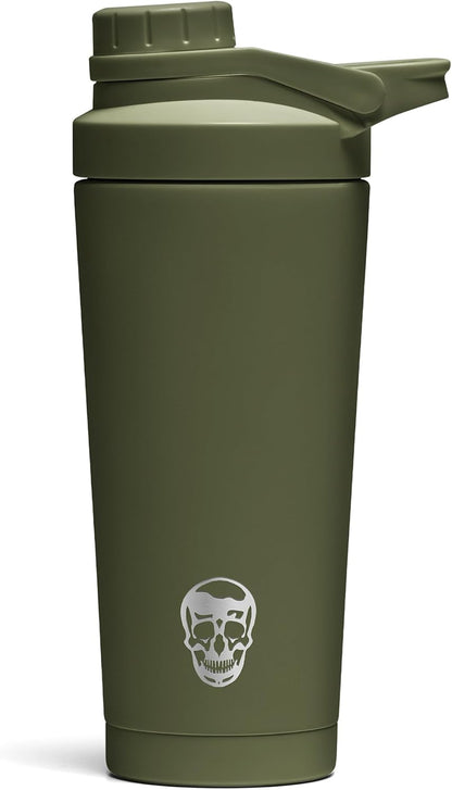 Stainless Steel Protein Shaker Bottle - Double Wall Insulated, Leak Proof, BPA-Free Metal Vacuum Blender Cup For Gym, Sports, Pre & Post-Workout Cold Hydration - 26 OZ (Black)