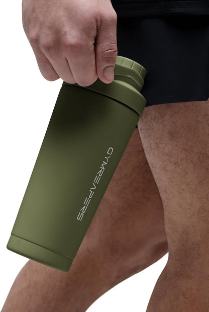Stainless Steel Protein Shaker Bottle - Double Wall Insulated, Leak Proof, BPA-Free Metal Vacuum Blender Cup For Gym, Sports, Pre & Post-Workout Cold Hydration - 26 OZ (Black)