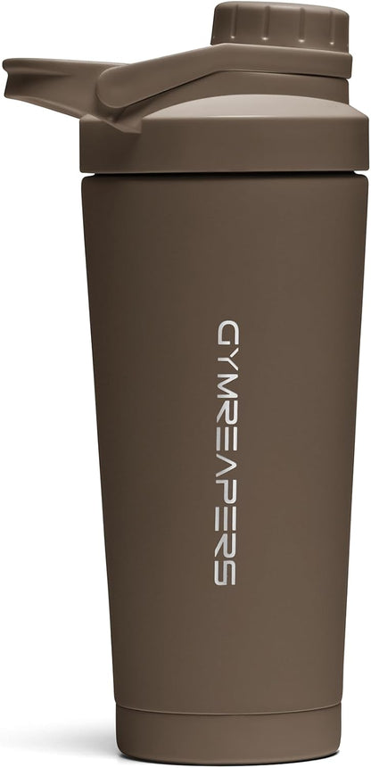 Stainless Steel Protein Shaker Bottle - Double Wall Insulated, Leak Proof, BPA-Free Metal Vacuum Blender Cup For Gym, Sports, Pre & Post-Workout Cold Hydration - 26 OZ (Black)