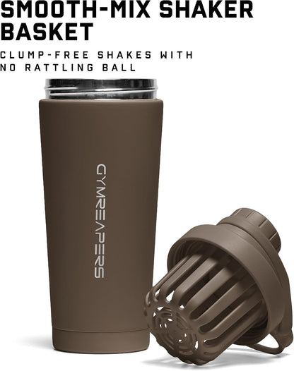 Stainless Steel Protein Shaker Bottle - Double Wall Insulated, Leak Proof, BPA-Free Metal Vacuum Blender Cup For Gym, Sports, Pre & Post-Workout Cold Hydration - 26 OZ (Black)