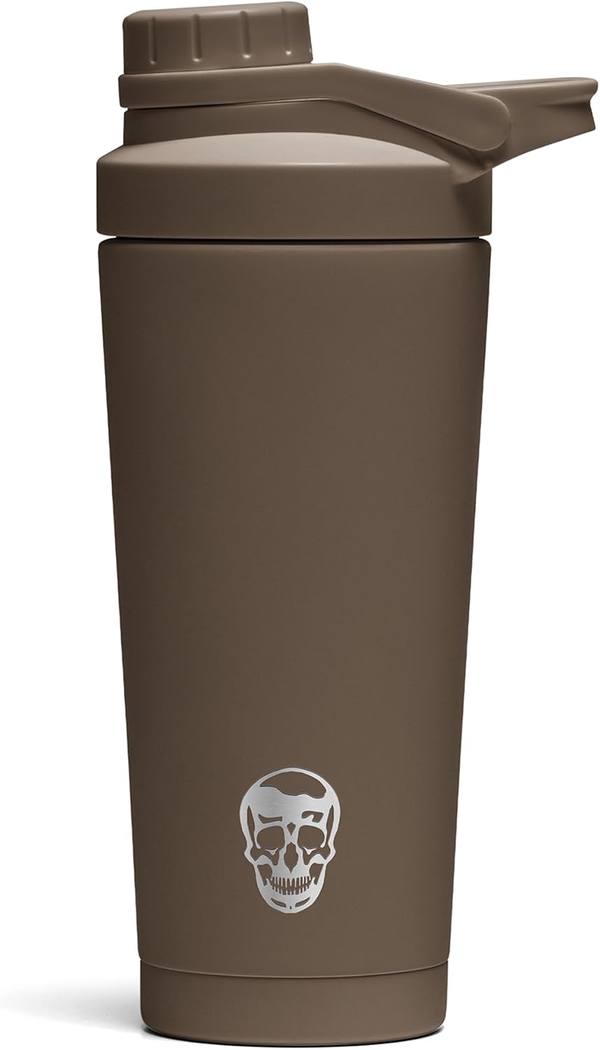 Stainless Steel Protein Shaker Bottle - Double Wall Insulated, Leak Proof, BPA-Free Metal Vacuum Blender Cup For Gym, Sports, Pre & Post-Workout Cold Hydration - 26 OZ (Black)