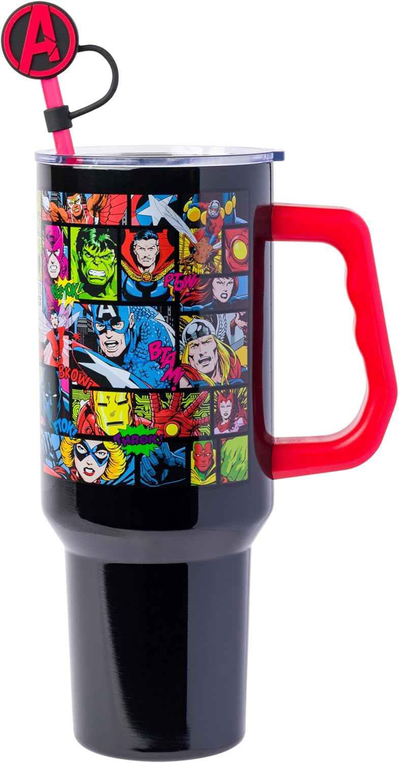 Batman I am Batman Quote, Stainless Steel Tumbler, 40oz | Includes Handle, Double Walled, Straw, Fits in Cup Holder, 1.18 Liters