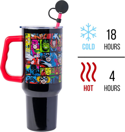 Batman I am Batman Quote, Stainless Steel Tumbler, 40oz | Includes Handle, Double Walled, Straw, Fits in Cup Holder, 1.18 Liters