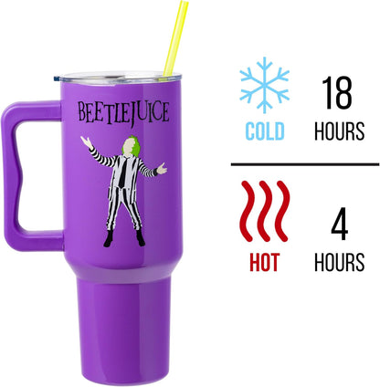 Batman I am Batman Quote, Stainless Steel Tumbler, 40oz | Includes Handle, Double Walled, Straw, Fits in Cup Holder, 1.18 Liters