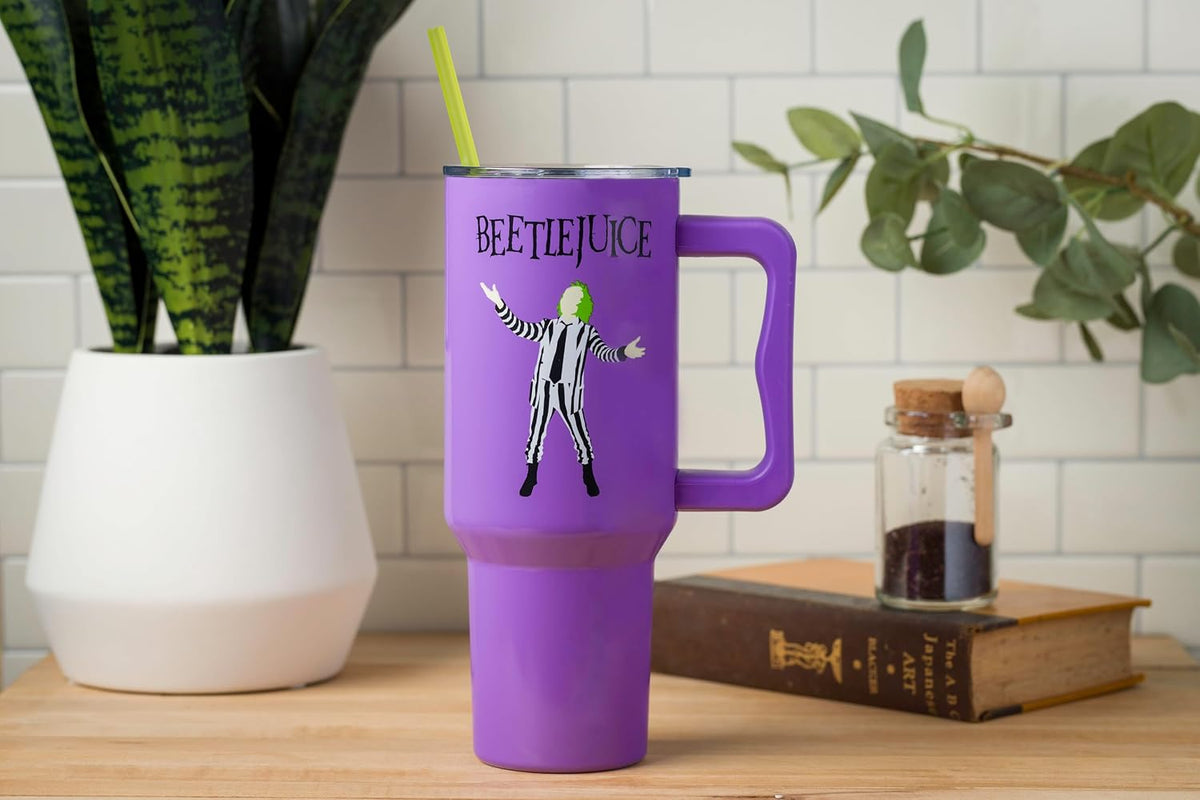 Batman I am Batman Quote, Stainless Steel Tumbler, 40oz | Includes Handle, Double Walled, Straw, Fits in Cup Holder, 1.18 Liters