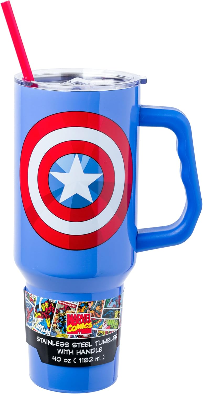 Batman I am Batman Quote, Stainless Steel Tumbler, 40oz | Includes Handle, Double Walled, Straw, Fits in Cup Holder, 1.18 Liters