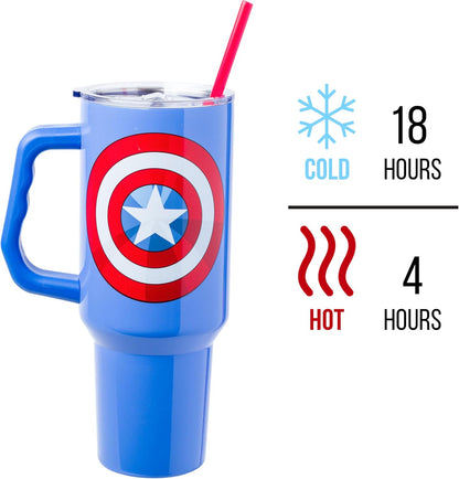 Batman I am Batman Quote, Stainless Steel Tumbler, 40oz | Includes Handle, Double Walled, Straw, Fits in Cup Holder, 1.18 Liters