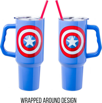 Batman I am Batman Quote, Stainless Steel Tumbler, 40oz | Includes Handle, Double Walled, Straw, Fits in Cup Holder, 1.18 Liters
