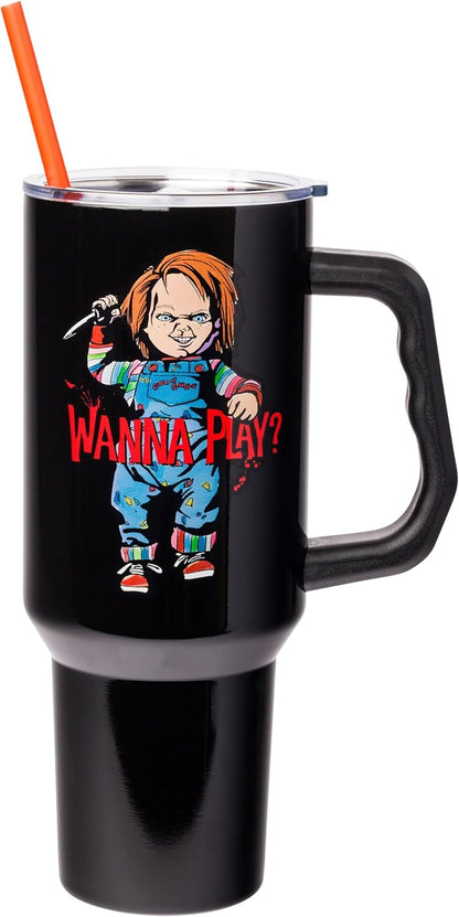 Batman I am Batman Quote, Stainless Steel Tumbler, 40oz | Includes Handle, Double Walled, Straw, Fits in Cup Holder, 1.18 Liters