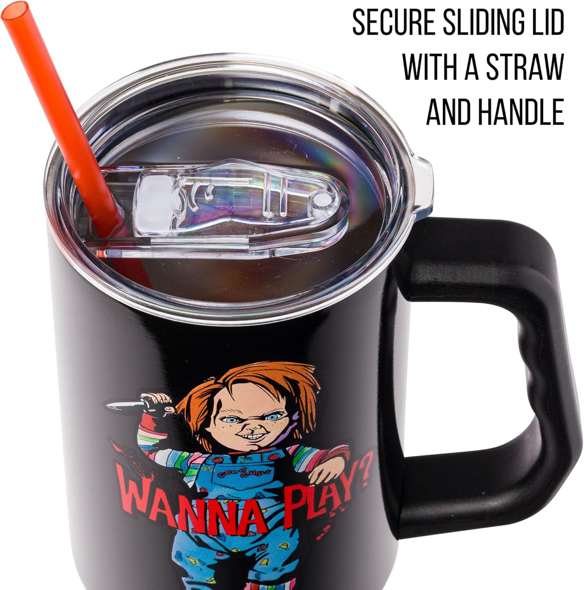 Batman I am Batman Quote, Stainless Steel Tumbler, 40oz | Includes Handle, Double Walled, Straw, Fits in Cup Holder, 1.18 Liters