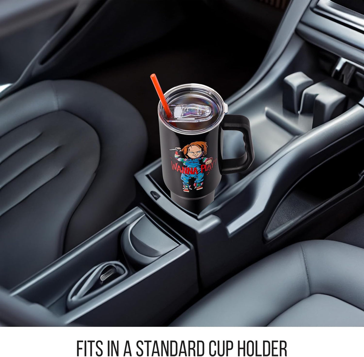 Batman I am Batman Quote, Stainless Steel Tumbler, 40oz | Includes Handle, Double Walled, Straw, Fits in Cup Holder, 1.18 Liters