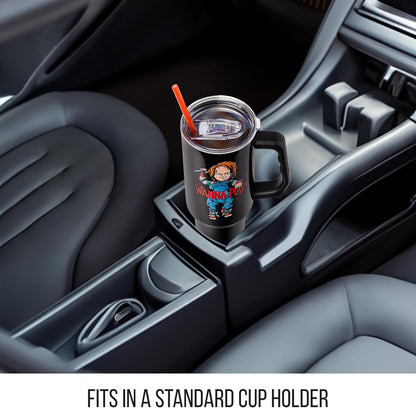 Batman I am Batman Quote, Stainless Steel Tumbler, 40oz | Includes Handle, Double Walled, Straw, Fits in Cup Holder, 1.18 Liters