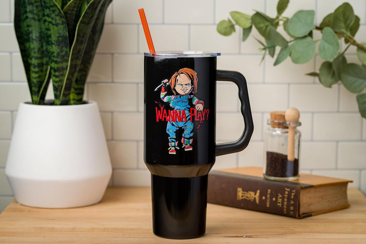 Batman I am Batman Quote, Stainless Steel Tumbler, 40oz | Includes Handle, Double Walled, Straw, Fits in Cup Holder, 1.18 Liters