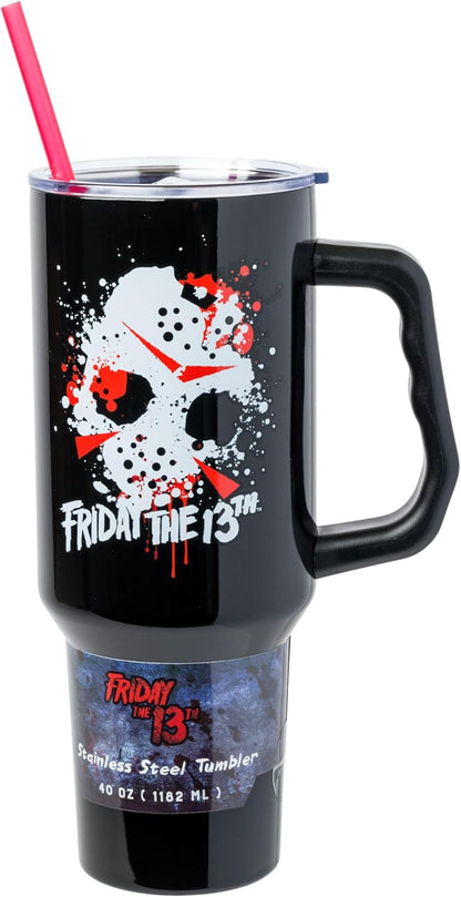 Batman I am Batman Quote, Stainless Steel Tumbler, 40oz | Includes Handle, Double Walled, Straw, Fits in Cup Holder, 1.18 Liters