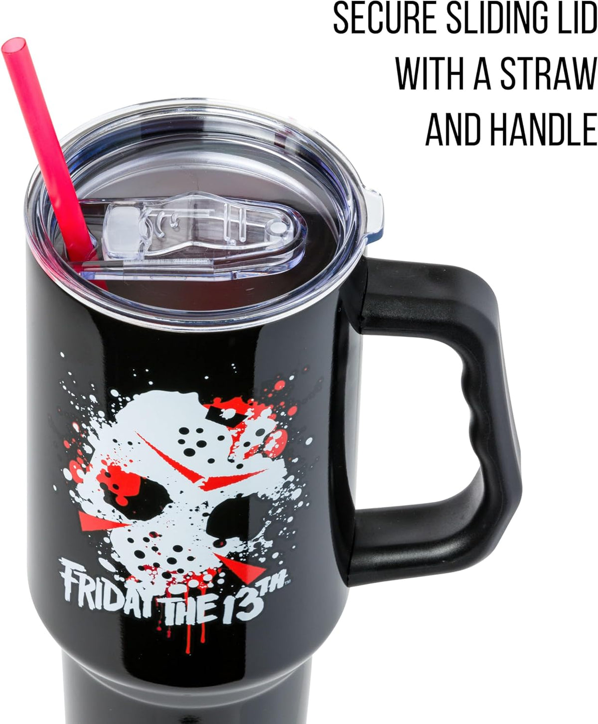 Batman I am Batman Quote, Stainless Steel Tumbler, 40oz | Includes Handle, Double Walled, Straw, Fits in Cup Holder, 1.18 Liters