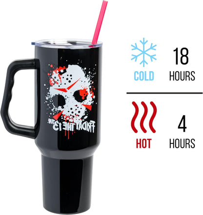 Batman I am Batman Quote, Stainless Steel Tumbler, 40oz | Includes Handle, Double Walled, Straw, Fits in Cup Holder, 1.18 Liters