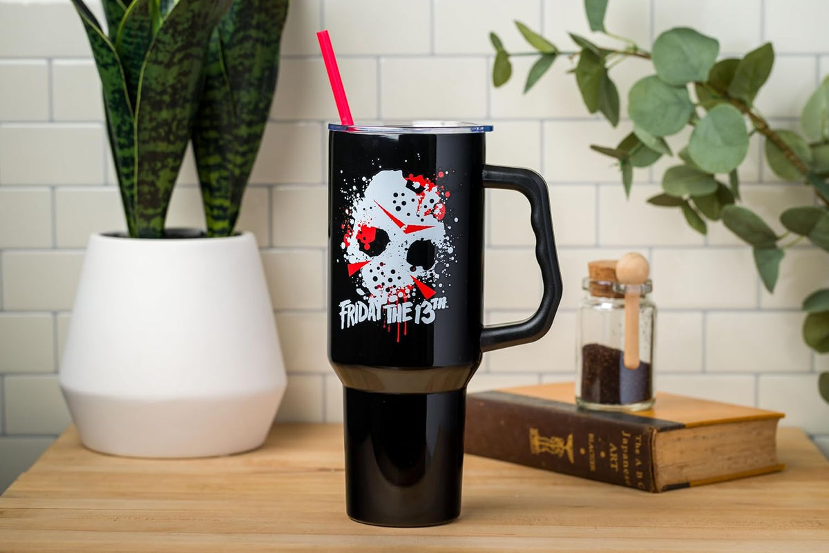 Batman I am Batman Quote, Stainless Steel Tumbler, 40oz | Includes Handle, Double Walled, Straw, Fits in Cup Holder, 1.18 Liters