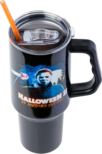 Batman I am Batman Quote, Stainless Steel Tumbler, 40oz | Includes Handle, Double Walled, Straw, Fits in Cup Holder, 1.18 Liters
