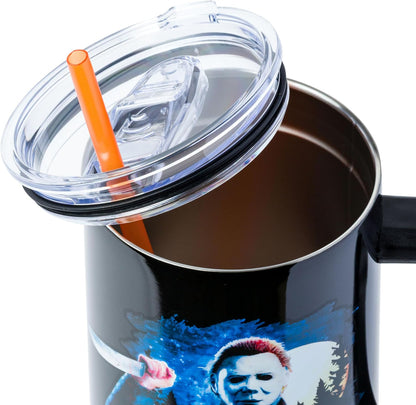 Batman I am Batman Quote, Stainless Steel Tumbler, 40oz | Includes Handle, Double Walled, Straw, Fits in Cup Holder, 1.18 Liters