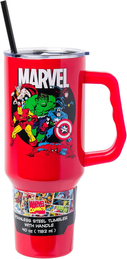 Batman I am Batman Quote, Stainless Steel Tumbler, 40oz | Includes Handle, Double Walled, Straw, Fits in Cup Holder, 1.18 Liters