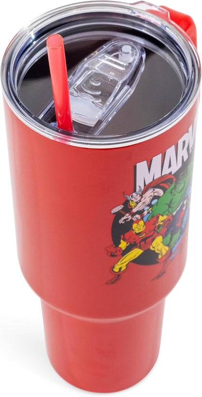 Batman I am Batman Quote, Stainless Steel Tumbler, 40oz | Includes Handle, Double Walled, Straw, Fits in Cup Holder, 1.18 Liters