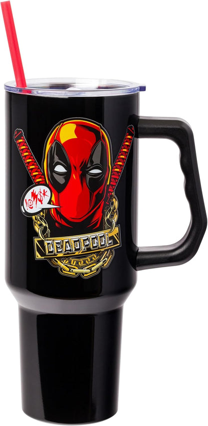 Batman I am Batman Quote, Stainless Steel Tumbler, 40oz | Includes Handle, Double Walled, Straw, Fits in Cup Holder, 1.18 Liters