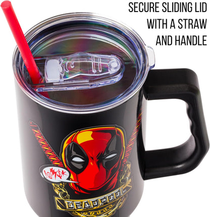 Batman I am Batman Quote, Stainless Steel Tumbler, 40oz | Includes Handle, Double Walled, Straw, Fits in Cup Holder, 1.18 Liters