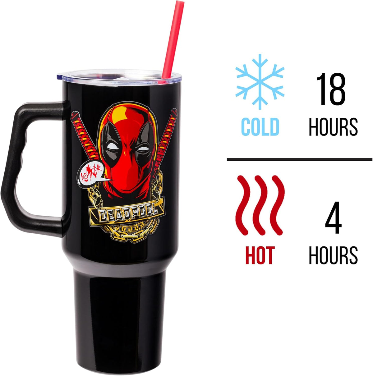 Batman I am Batman Quote, Stainless Steel Tumbler, 40oz | Includes Handle, Double Walled, Straw, Fits in Cup Holder, 1.18 Liters