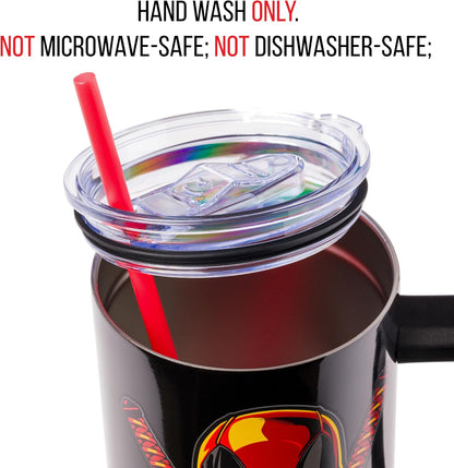 Batman I am Batman Quote, Stainless Steel Tumbler, 40oz | Includes Handle, Double Walled, Straw, Fits in Cup Holder, 1.18 Liters