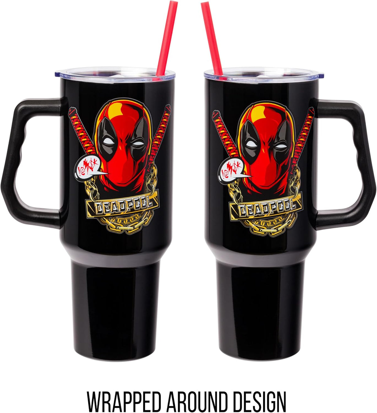 Batman I am Batman Quote, Stainless Steel Tumbler, 40oz | Includes Handle, Double Walled, Straw, Fits in Cup Holder, 1.18 Liters