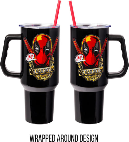 Batman I am Batman Quote, Stainless Steel Tumbler, 40oz | Includes Handle, Double Walled, Straw, Fits in Cup Holder, 1.18 Liters
